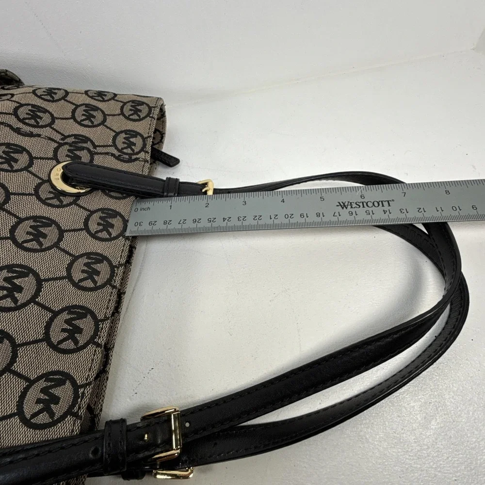 Michael Kors Jet Set Beige & Black Monogram Tote Bag - Picture 12 of 16